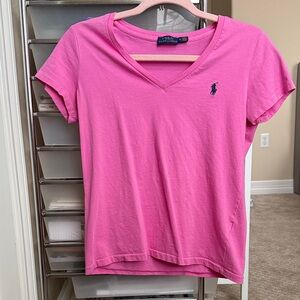 Polo by Ralph Lauren Bright Pink V-Neck Tee